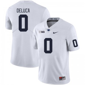 Men's Dominic DeLuca White Penn State Nittany Lions #0 College Football Stitched Jersey 250926-942