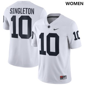 Womens Nicholas Singleton White Penn State Nittany Lions #10 Football Jersey 411710-525