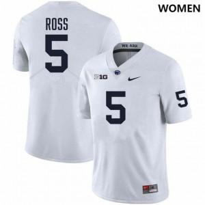 Women Devonte Ross White Penn State Nittany Lions #5 College Football Stitched Jersey 167752-365