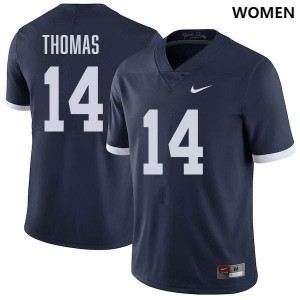 Women Braz Thomas Retro Navy Penn State Nittany Lions #14 College Football Stitched Jersey 676327-899