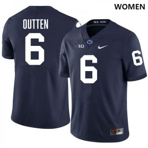 Women Matt Outten Navy Penn State Nittany Lions #6 College Football Stitched Jersey 124693-619