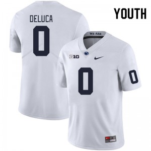 Youth Dominic DeLuca White Penn State Nittany Lions #0 College Football NCAA Jersey 940283-166