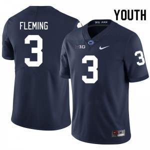 Youth Julian Fleming Navy Penn State Nittany Lions #3 College Football 2024-25 Jersey 571138-551