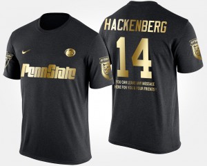 Men's Christian Hackenberg Black Penn State Nittany Lions #14 Gold Limited Short Sleeve With Message T-Shirt 362902-237