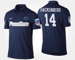 Men Christian Hackenberg Navy Penn State Nittany Lions #14 Bowl Game Fiesta Bowl Name and Number Polo 840743-379