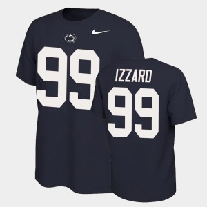 Men's Coziah Izzard Navy Penn State Nittany Lions #99 Name and Number Name & Number Retro T-Shirt 984943-162