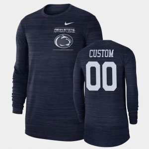 Men Custom Navy Penn State Nittany Lions #00 2021 Sideline Velocity Long Sleeve T-Shirt 136099-375