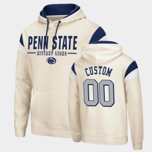 Men's Custom Cream Penn State Nittany Lions #00 Fortress Pullover Hoodie 321530-548