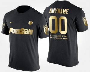 Mens Custom Black Penn State Nittany Lions #00 Gold Limited Short Sleeve With Message T-Shirt 956316-562