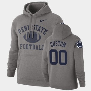 Mens Custom Heathered Gray Penn State Nittany Lions #00 Retro Football Pullover Hoodie 932444-203