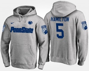 Men DaeSean Hamilton Gray Penn State Nittany Lions #5 Name and Number Hoodie 962144-299