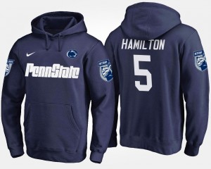Mens DaeSean Hamilton Navy Penn State Nittany Lions #5 Name and Number Hoodie 394632-608