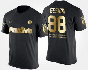 Men Mike Gesicki Black Penn State Nittany Lions #88 Gold Limited Short Sleeve With Message T-Shirt 694643-262