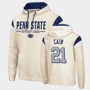 Mens Noah Cain Cream Penn State Nittany Lions #21 Fortress Pullover Hoodie 214039-544