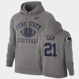 Men Noah Cain Heathered Gray Penn State Nittany Lions #21 Retro Football Pullover Hoodie 843902-678