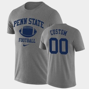 Mens Custom Heathered Gray Penn State Nittany Lions #00 Retro Football Lockup Legend Performance T-Shirt 743914-538