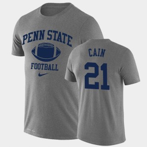 Men Noah Cain Heathered Gray Penn State Nittany Lions #21 Retro Football Lockup Legend Performance T-Shirt 231442-652