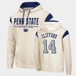 Men's Sean Clifford Cream Penn State Nittany Lions #14 Fortress Pullover Hoodie 389907-540