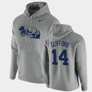 Mens Sean Clifford Heathered Gray Penn State Nittany Lions #14 Vintage School Logo Pullover Hoodie 112613-315