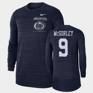 Men's Trace McSorley Navy Penn State Nittany Lions #9 2021 Sideline Velocity Long Sleeve T-Shirt 492471-520