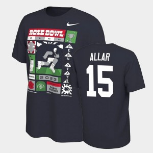 Men's Drew Allar Navy Penn State Nittany Lions #15 College Football 2023 Rose Bowl T-Shirt 832041-810