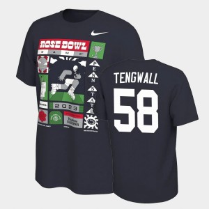 Men Landon Tengwall Navy Penn State Nittany Lions #58 College Football 2023 Rose Bowl T-Shirt 130845-652