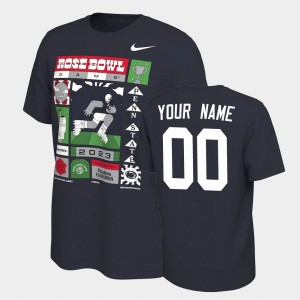 Men's Custom Navy Penn State Nittany Lions #00 College Football 2023 Rose Bowl T-Shirt 833322-483
