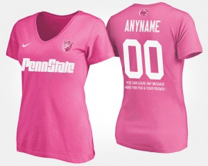 Women's Custom Pink Penn State Nittany Lions #00 Name and Number With Message T-Shirt 672333-859