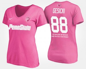 Womens Mike Gesicki Pink Penn State Nittany Lions #88 Name and Number With Message T-Shirt 586011-305