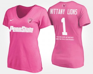 Women Pink Penn State Nittany Lions #1 Name and Number No.1 Short Sleeve With Message T-Shirt 152862-445
